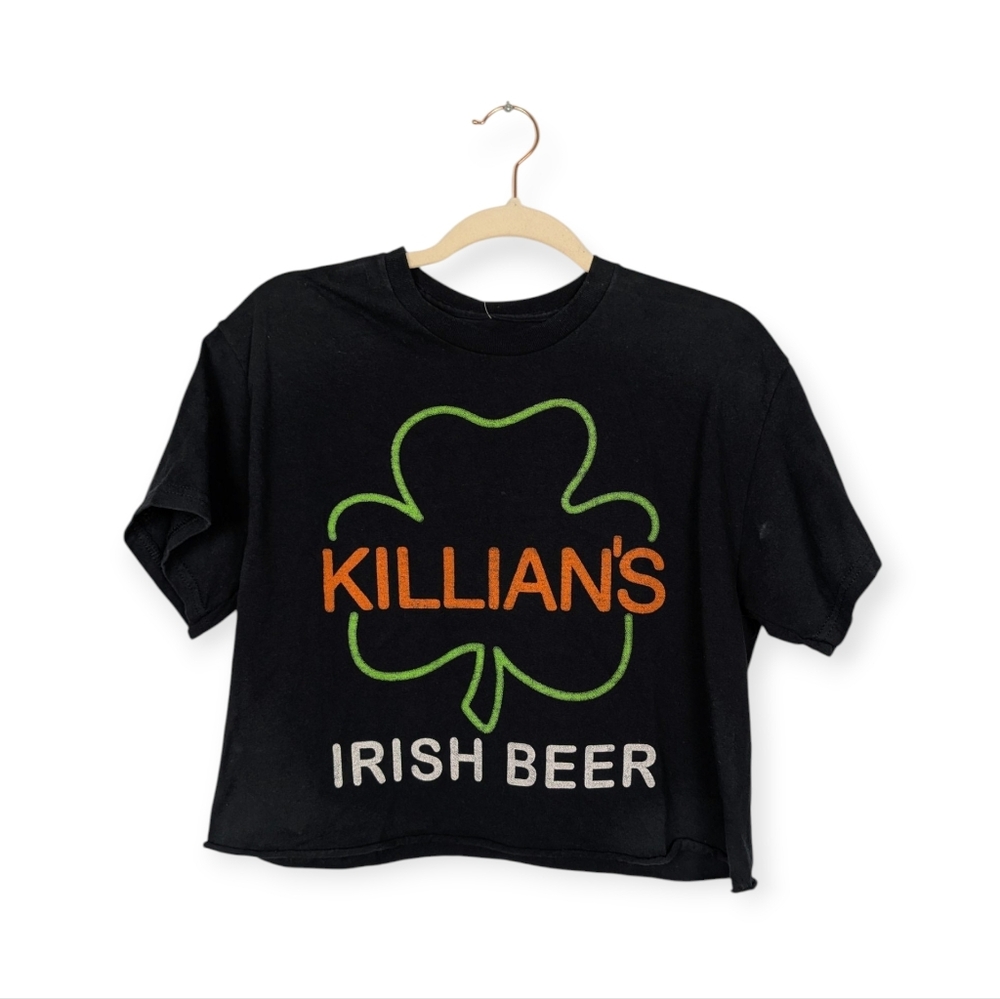 NWT Junk Food Clothing Black Killian's Irish Beer Cropped Tee Size S